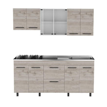 Cocina Integral 180 Kong, Blanco Duqueza y Humo, Incluye Mesón Derecho
