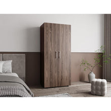 Closet Tera, Chocolate y Blanco Duqueza, Dos Puertas Abatibles y Dos Tubos Cromados