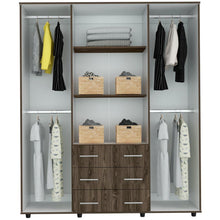 Closet Fontana, Milan y Blanco, con Cuatro Tubos Para Colgar Ropa y Zapatero En La Parte Inferior