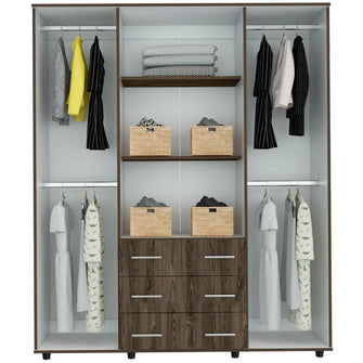 Closet Fontana, Milan y Blanco, con Cuatro Tubos Para Colgar Ropa y Zapatero En La Parte Inferior