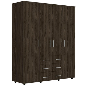 Closet Fontana, Milan y Blanco, con Cuatro Tubos Para Colgar Ropa y Zapatero En La Parte Inferior
