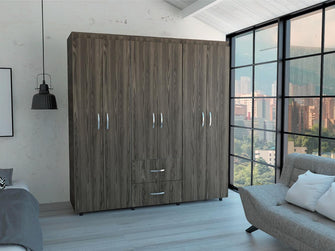 Closet Bariloche Bombay, Milan y Blanco, Variedad de Entrepaños y Seis Puertas Abatibles