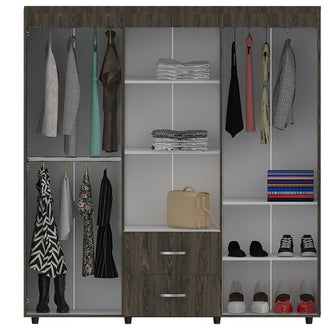 Closet Bariloche Bombay, Milan y Blanco, Variedad de Entrepaños y Seis Puertas Abatibles