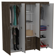 Closet Bariloche Bombay, Milan y Blanco, Variedad de Entrepaños y Seis Puertas Abatibles