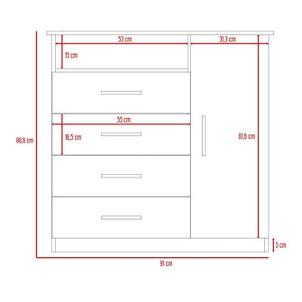Organizador Barlovento, Cobre y Blanco, con Cuatro Cajones y una Puerta