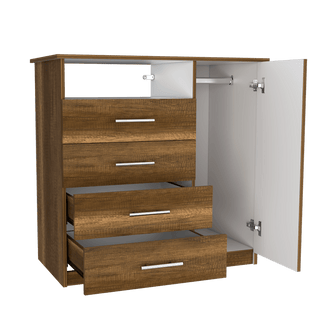 Organizador Barlovento, Cobre y Blanco, con Cuatro Cajones y una Puerta