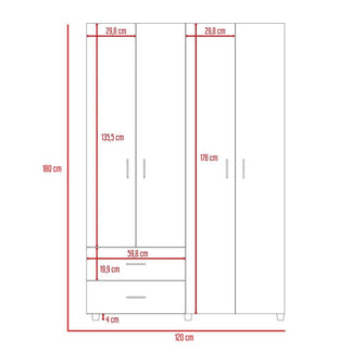 Closet Arkola, Blanco y Beige, con Dos Cajones Organizadores y Cuatro Puertas Abatibles