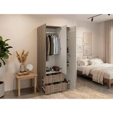 Closet América, Avellana y Blanco, Con Dos Cajones y Variedad De Entrepaños