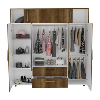 Closet Babel, Cobre y Blanco, con Cuatro Puertas Abatibles y Cuatro Cajones Multiusos