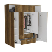 Closet Babel, Cobre y Blanco, con Cuatro Puertas Abatibles y Cuatro Cajones Multiusos