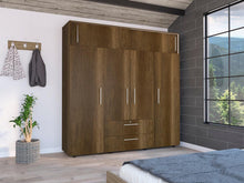 Closet Babel, Cobre y Blanco, con Cuatro Puertas Abatibles y Cuatro Cajones Multiusos