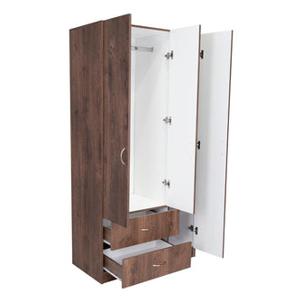 Closet América, Chocolate y Blanco, con Dos Cajones y Variedad de Entrepaños