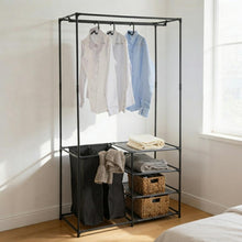 Closet Organizador Lupont, Negro, De tres niveles y dos canastas para ropa