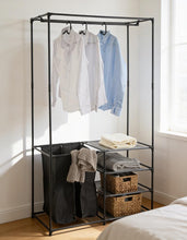 Closet Organizador Lupont, Negro, De tres niveles y dos canastas para ropa