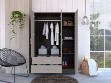 Closet Aster, Grafito y Cocoa, con Puerta Espejo