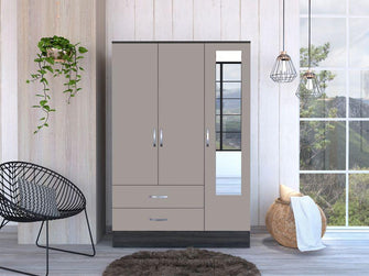 Closet Aster, Grafito y Cocoa, con Puerta Espejo