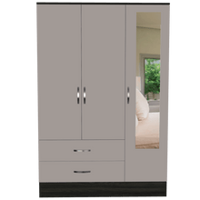 Closet Aster, Grafito y Cocoa, con Puerta Espejo