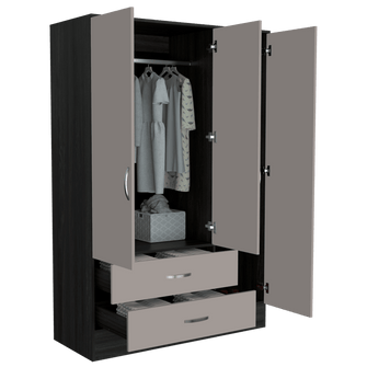 Closet Aster, Grafito y Cocoa, con Puerta Espejo