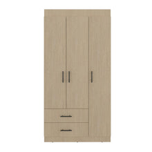Closet Houston , Cartagena y Wengue , Con tres puertas batientes y dos cajones con amplio espacio de almacenamiento