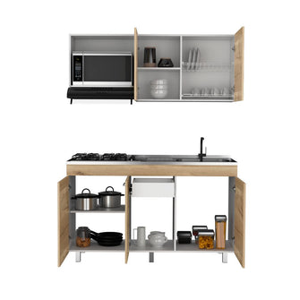 Cocina Integral Deneb, Café Claro y Blanco,  Incluye Mesón Derecho
