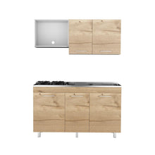 Cocina Integral Deneb, Café Claro y Blanco,  Incluye Mesón Derecho