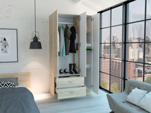 Closet Boston, Café Claro y Blanco, con Dos Cajones y Tres Puertas Batientes