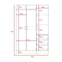 Closet Norvek ,Café Claro y Blanco, con Un Tubo Cromado y Tres Cajones