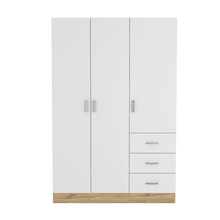 Closet Norvek ,Café Claro y Blanco, con Un Tubo Cromado y Tres Cajones