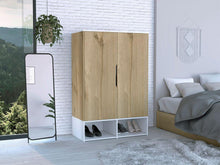 Closet Suey, Café Claro y Blanco, con Dos Puertas y Tubo Metalico Para Colgar Ropa ZF