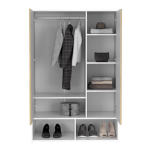 Closet Suey, Café Claro y Blanco, con Dos Puertas y Tubo Metalico Para Colgar Ropa ZF