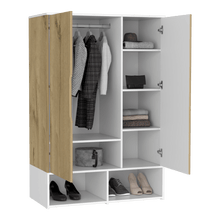 Closet Suey, Café Claro y Blanco, con Dos Puertas y Tubo Metalico Para Colgar Ropa ZF