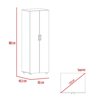 Closet Douglas, Café Claro y Blanco, con dos Puertas y Tubo para Colgar Ropa ZF