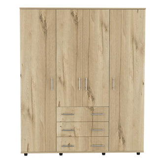 Closet Fontana, Café Claro y Blanco, con Cuatro Tubos Para Colgar Ropa y Zapatero En La Parte Inferior