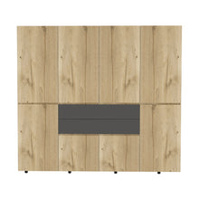 Closet Siruela 220, Café Claro y Blanco, con Cuatro Cajones, Ocho Puertas y Gran Capacidad de Almacenamiento