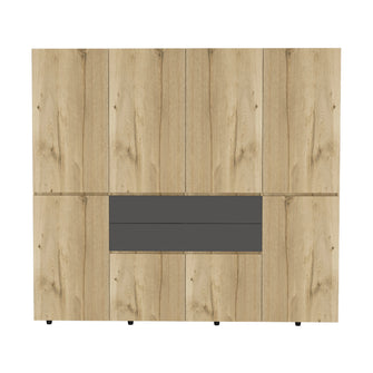Closet Siruela 220, Café Claro y Blanco, con Cuatro Cajones, Ocho Puertas y Gran Capacidad de Almacenamiento