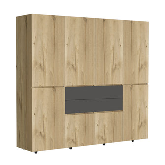Closet Siruela 220, Café Claro y Blanco, con Cuatro Cajones, Ocho Puertas y Gran Capacidad de Almacenamiento