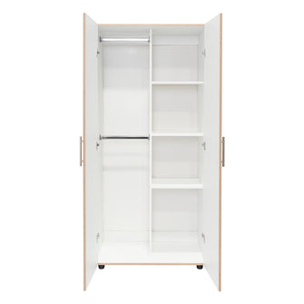 Closet Tera, Café claro y Blanco Vainilla, Dos Puertas Abatibles y Dos Tubos Cromados