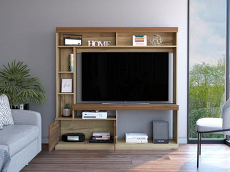 Mesa Para Tv Roy, Café Claro y Castaño, con Espacio Para Televisor de 50 Pulgadas Cop