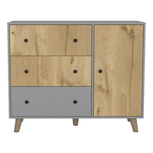 Organizador Samay, Gris y Café Claro, con Tres Cajones y Una Puerta Batiente