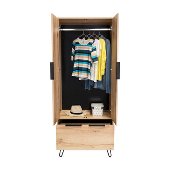 Closet Ali, Café Claro y Wengue, con Dos Puertas y Cajonera