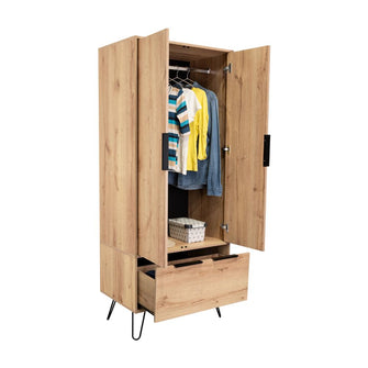 Closet Ali, Café Claro y Wengue, con Dos Puertas y Cajonera