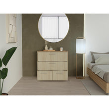 Organizador Sevin, Fresno Europeo y Blanco Duqueza, con cuatro cajones para guardar objetos personales