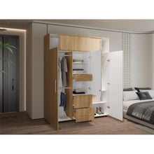 Closet Montano 160, Fresno Europeo y Blanco, con tres puertas