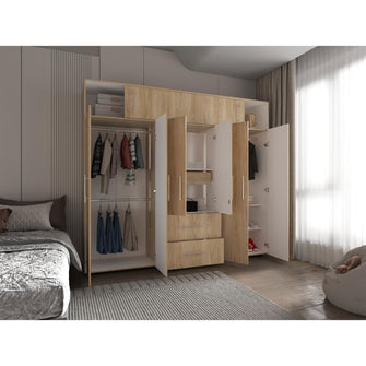 Closet Montano 230, Fresno Europeo y Blanco, de dos puertas corredizas