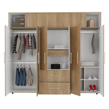 Closet Montano 230, Fresno Europeo y Blanco, de dos puertas corredizas