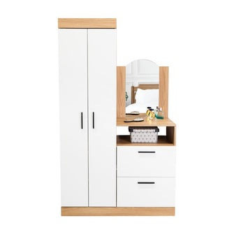Closet Tocador Praga, Fresno y Blanco, con diseño moderno incluye Espejo