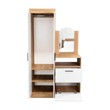 Closet Tocador Praga, Fresno y Blanco, con diseño moderno incluye Espejo