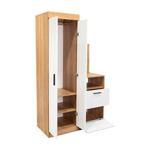 Closet Tocador Praga, Fresno y Blanco, con diseño moderno incluye Espejo