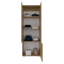 Closet Beico II, Fresno Europeo y Blanco Duqueza, con tres Puertas Abatibles y cuatro entrepaños ZF