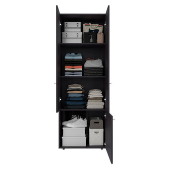 Closet Beico II, Fresno Europeo y Blanco Duqueza, con tres Puertas Abatibles y cuatro entrepaños ZF